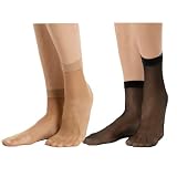 MALVA 10 Pairs Women's Ankle High Sheer Socks 30 DEN (5 Beige and 5 Black)