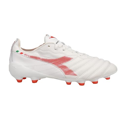 Diadora Mens Brasil Elite2 Tech Ita Lpx Firm Ground Football Sneakers Shoes Cleated, Firm Ground - White