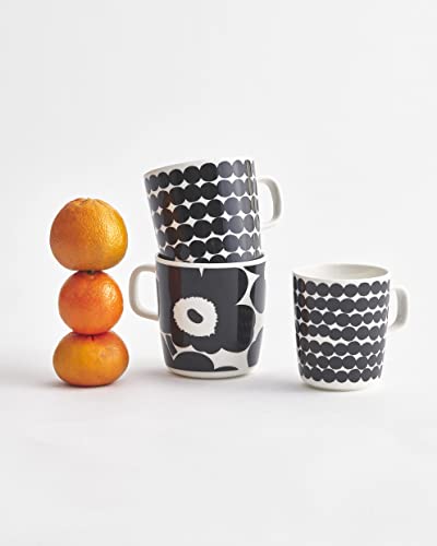 Taza de cerámica Marimekko Oiva Räsymatto negra y blanca 13.5 oz miniatura 3
