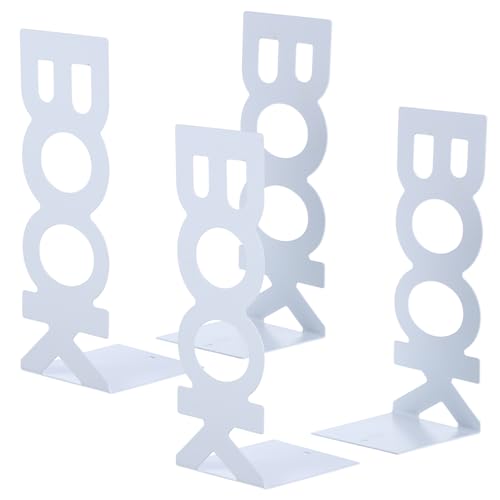 Serrage-Livres Décoratifs Métal Blanc Antidérapant Bureau Bibliothèque x4