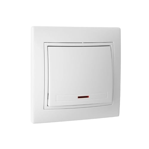 Pulsador de luz luminoso blanco, serie Europa, para control de iluminación y automatización en entornos domésticos y comerciales.