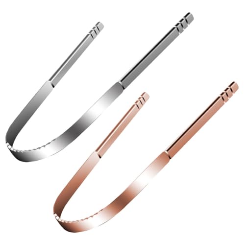 Ipetboom Tongue Scraper Brush Set 2pcs Metal U-shaped Tongue Scrapers for Adults Oral Tools