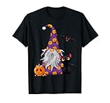 Funny Halloween Gnome Black Cat Tee
