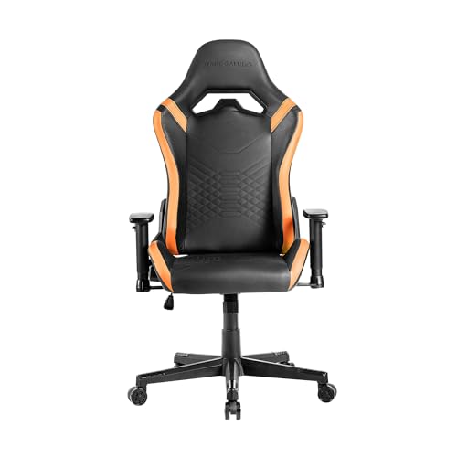 Mars Gaming MGC-PRO, Silla Gaming Profesional, Acabado Cuero PU, Reposabrazos 2D y Respaldo Reclinable 135°, Cojines Lumbar y Cervical Soft-Touch, Ruedas XL y Pistón Gas Clase 4, Naranja