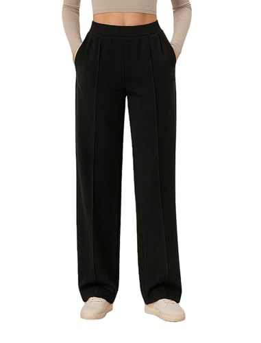 Gracyoga Womens Wide Leg Sweatpants High Waisted Baggy Pants Fashion Teen Girl Drawstring Athletic Joggers Black XL