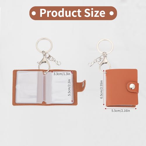 NICENEEDED 2 PCS Mini Photo Keychain, Black Brown Photo Album Keyring, Personalized Small Photo Album Binder Key Chain with Lobster Clasp for ID Cards Pictures Bank Card