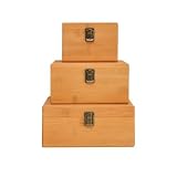 Kivivaka Caja de almacenamiento rectangular de pino macizo, estilo retro, con tapa abatible, para joyas, recuerdos, decoración del hogar