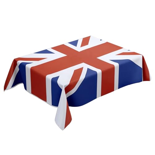 Tovaglia con bandiera britannica – Copriletto con motivo britannico Union Jack | Rivestimento in tessuto riutilizzabile per le celebrazioni della regina, in poliestere per feste, decorazione