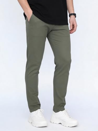 Image of Urbano Fashion Men's Straight Fit Mid Rise Cotton Casual Chinos Trousers Stretch
