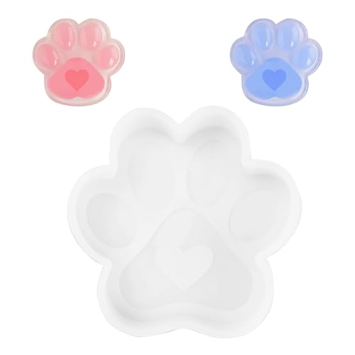 PDETVEO Silicone Large Paw Print Mold White Dog Paw Freshie Mold Resin Casting Mold for DIY Crafting Handmade 4 x 3.86 x 1