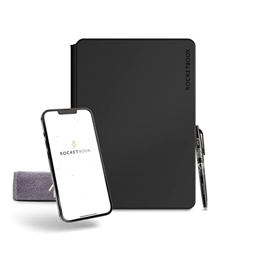 New Rocketbook Pro Smart Notebook | Black | Scannable Office Notebook with 20 Sheet Page Pack - Lined and Dot Grid | Hardcover Vegan Leather Reusable with 1 Pilot Frixion Pen & 1 Microfiber Cloth | Executive Size: 7 in x 9 in