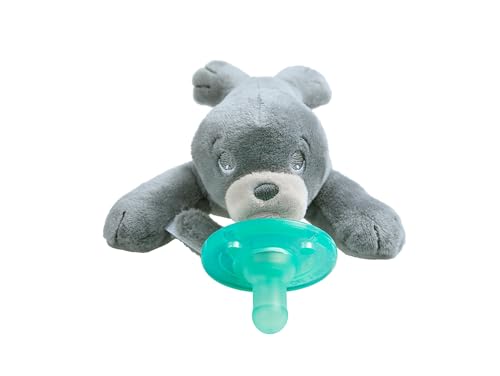 Image of Philips AVENT Soothie Snuggle Pacifier Holder with Detachable Pacifier, 0m+, Seal, SCF347/04- 1 Count (Pack of 1)