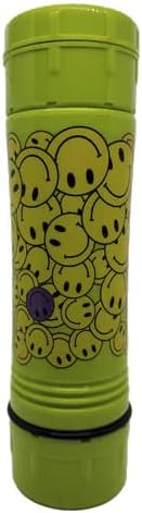 Herb Grinder & Stasher - Convenient, Durable, Easy & Simple Grinders | Cone Loader, Grind & Stash Spice, Coffee Pepper | Magnetic Grinding Mill with Packing & Cleaning Tool (Happy Face)