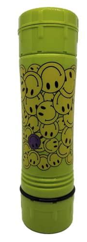 Grindarolla Herb Grinder & Stasher - Convenient, Durable, Easy & Simple Grinders | Cone Loader, Grind & Stash Spice, Coffee Pepper | Magnetic Grinding Mill with Packing & Cleaning Tool (Happy Face)