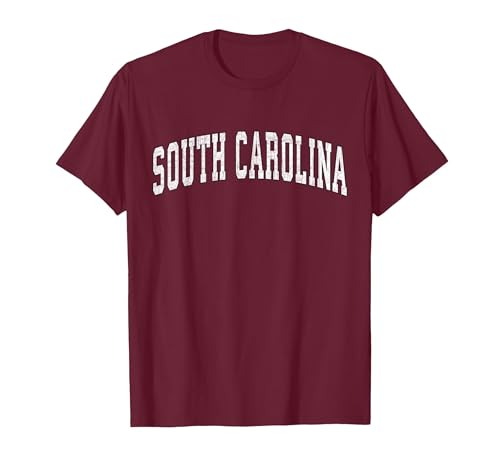 South Carolina SC Retro Vintage Athletic Sports Red Design T-Shirt, Men, Burgundy, Large