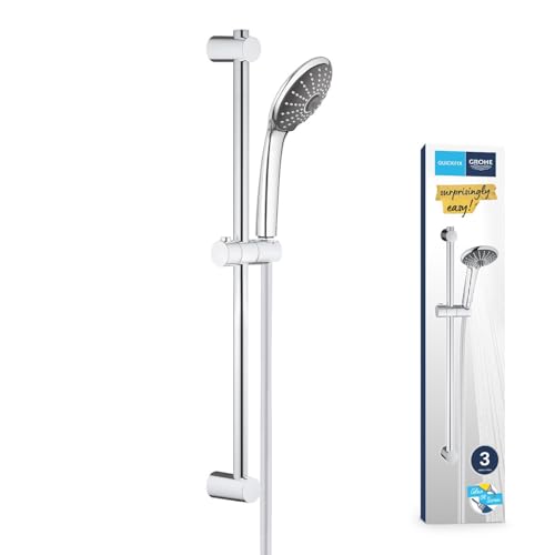 GROHE Ensemble de douche Vitalio Joy 110, pommeau de douche Vitalio Joy 3 jets, barre de 600mm, flexible tuyau de douche VitalioFlex 1750mm, chromé, 27333000...