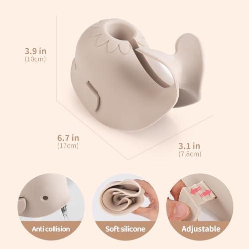 Image of Faucet Cover Bathtub Baby Spout Cover Soft,Bath Faucet Cover for Baby's and Kid's Safety (Whale Grayish Beige)