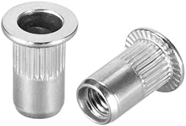 sourcing map M8 304 Stainless Steel Rivet Nuts Flat Head Insert 20 Pcs