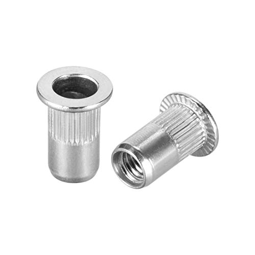 uxcell M5 304 Stainless Steel Rivet Nuts Flat Head Insert 10 Pcs