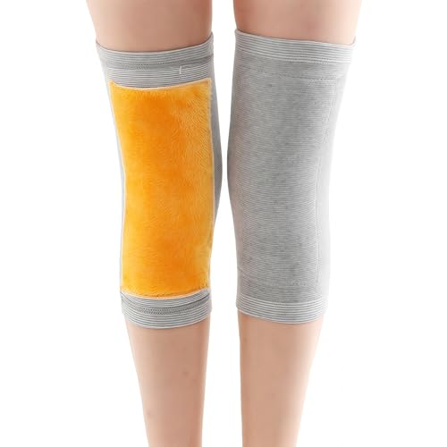 UPSTORE - 1Pair Adults Thicken Elastic Plush Winter Warm Thermal Knee Warmers Leg Warmers Sleeve Knee Brace Support Pads(Grey,XL)