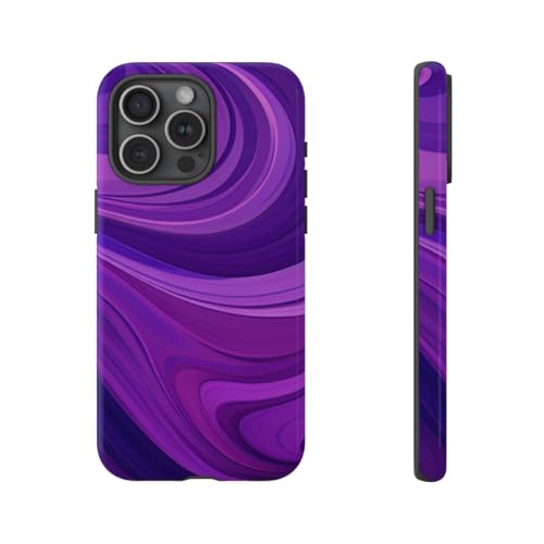 Coque iPhone 15 Pro Max violette motif vague abstrait rigide brillante