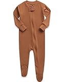 VAENAIT BABY Toddler Boys Girls Solid Footie Pajama Cozy Modal Brown 6-9M