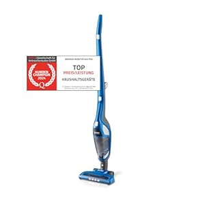 TZS First Austria 2in1 Stiel- und Handstaubsauger | bis zu 60 min Akkulaufzeit | Bodenbürste mit LED-Licht | Wandladestation | Beutellos | Kabellos | blau