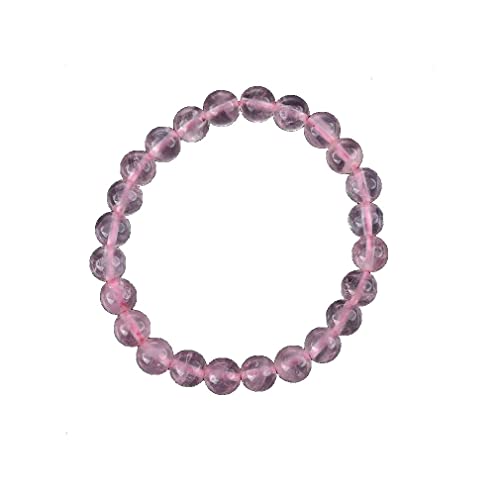 lachineuse - Bracelet Quartz Rose - Symbolisme Amour et Sentiments - 24 Perles Ø 8 mm - Bracelet Elastique - Rose - Bijou Traditions d'Asie - Boîte Ecrin Offerte - Idée Cadeau Anniversaire Noel