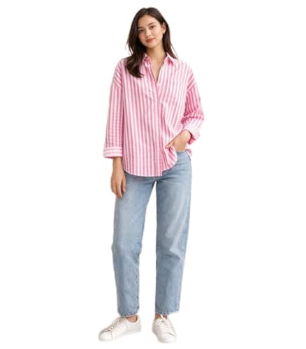 Image of Womens Striped Oversized fit poplin Shirts