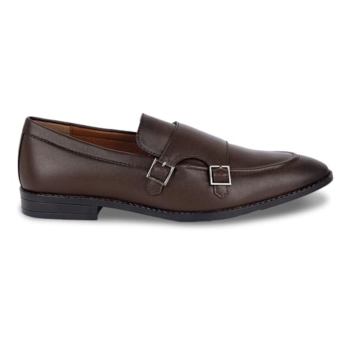 Image of LOUIS STITCH Oxford Formal Shoes for Men | Slip-on Monk Style | Office Shoes for Men | Ideal for Business, Casual, Parties | Solid Brunette Brown UK Size 11 (LSRG FM)