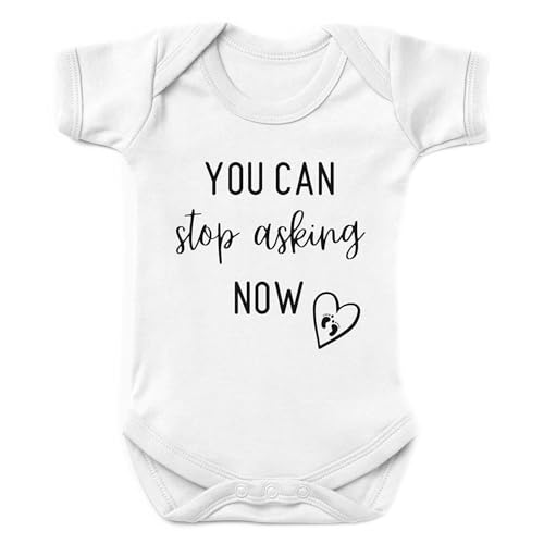 Onperpoe Pregnancy Announcement Baby Bodysuits Pregnancy Announcement and Pregnancy Reveal Ideas Newborn Baby Bodysuit for Baby Boys Girls (You Can Stop Asking Now 0-3 Months)