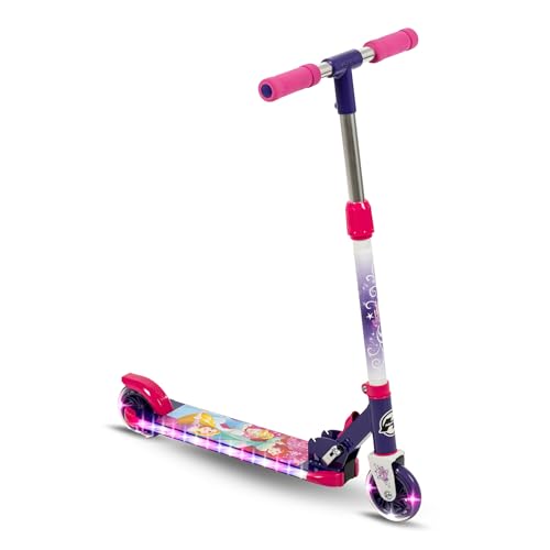 Huffy Disney Princess Light Up Inline Scooter for Girls Ideal for Ages 5+ Years Old 2-Wheels Disney Princess Graphics LED Lights Foldable Lightweight Durable and Safe Purple