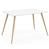 IDMarket - Skandinavischer rechteckiger Esstisch SARA 6 Personen weiß 120 cm