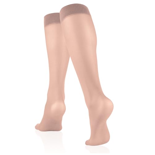 Image of Truform Sheer Compression Stockings, 8-15 mmHg, Women's Knee High Length, 20 Denier