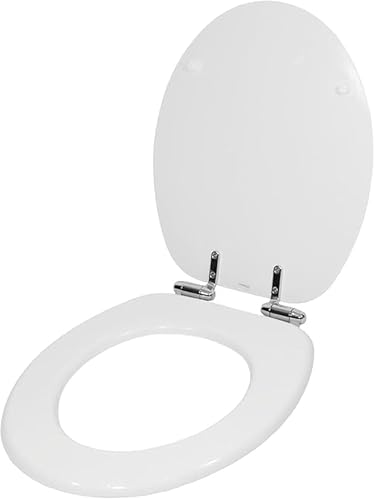 Rocard® | Coperchio Water a chiusura rallentata | Copriwater universali globo in legno MDF | Sedile WC Universale | Tavoletta WC chiusura ammortizzata | Colore: Bianco | Altissima Qualità