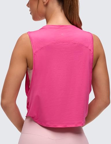 Image of CRZ YOGA Pima Cotton Dropped Armhole Tank | Workout, Naturally Soft, Loose Fit, Crop, Crewneck, Knotted Sides, Sleeveless Tops for Women