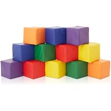 Casafield Toddler Foam Building Blocks 12-Piece Set, 5.5" x 5.5" Soft Play Colorful Kids Stacking Cubes for Daycare, Nursery, Preschool