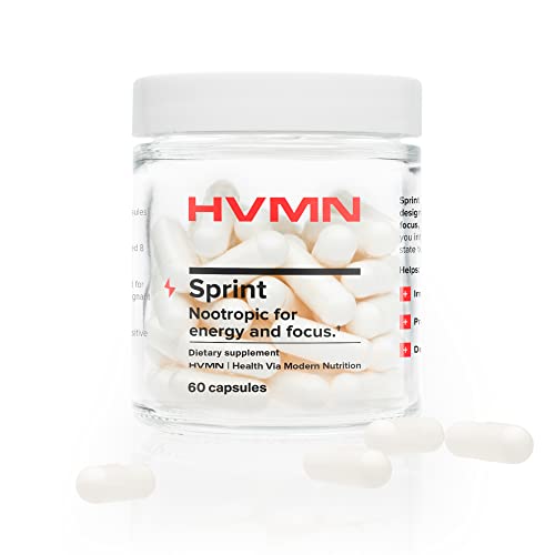 H.V.M.N. Sprint - Nootropic, Energy Pill & Focus Supplement - Caffeine, L-Theanine, & Panax Ginseng Supplement