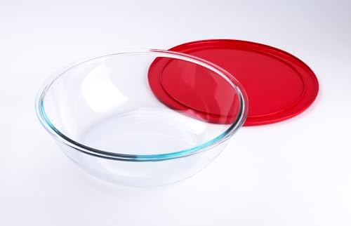 4.5L Round Glass Mixing Bowl with Lids, Glass Salad Bowls with BPA free cover. Oven, Microwave and Dishwasher Safe. - Thumbnail 2