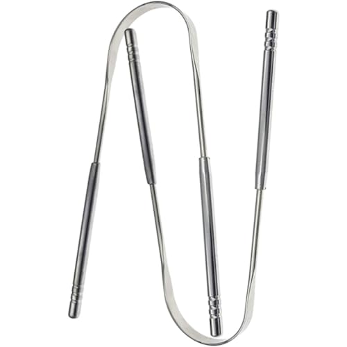 NOLITOY 2 Pezzi Raschietti Lingua in Acciaio Resistente Strumenti Portatili per Pulizia Lingua Adulti Rimuovi Residui e Cattivo Odore Facili da Usare e Resistenti per Igiene Orale