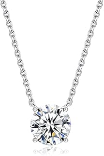 Bo&Pao Women's Zirconia Necklace 925 Sterling Silver with Cubic Zirconia, adjustable