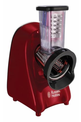 Russell Hobbs Hachoir & râpe électrique [2 en 1] Desire Slice & Go rouge (Tranche et râpe avec 3 accessoires en acier: gros & fin, sans BPA & lave-vaisselle, rangement & nettoyage faciles) 22280-56