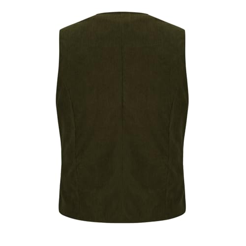 Men's Retro Corduroy Suit Vests Casual Slim Fit Single-Breasted V Neck Waistcoat Business Formal Dress Vest2