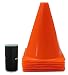 Rhode Toys 7" Plastic Orange Traffic Cones -Pack of 8- with Bonus Mini Road Tape Included Multi USE for Indoor and Outdoor Activities Sports Gym PLAYROOM Playground