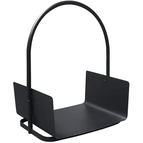 Skypatio Indoor Firewood Rack Portable Rustproof Wrought Iron Outdoor Firewood Holder, Hand-held Fire Wood Storage Rack, Fireplace Log Holder for Fireplace/Fire Pit Cover