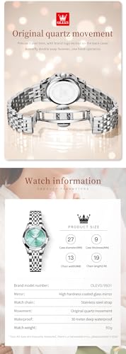 Image of OLEVS Womens Watch Fashion Dress Diamond Female Watches for Ladies Analog Stainless Steel Waterproof Luminous Day Date Two Tone Wristwatch