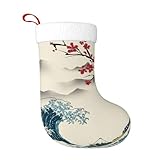 tengyuntong Christmas Stockings Japanese Art- 17.7' Long Plush Christmas Stocking Lovely Home Holiday Mantel Ornament Decor