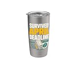 Survived April Deadline Tax Season Bookkeeper Stainless Steel Insulated Tumbler