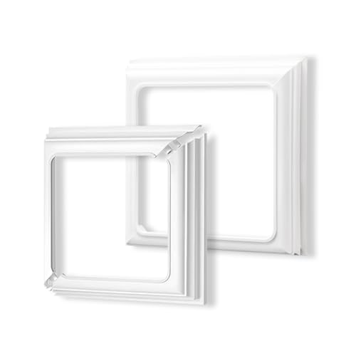 2 Packs True 4 * 4inch Split Vinyl Fence Post Skirt,White Color PVC Post Cover Skirt for Porch Deck Base Vinyl Sleeve, White Trim, Hand and Stair Rails.