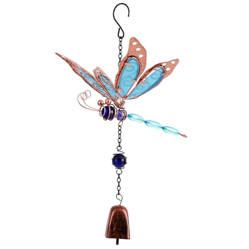 Dragonfly Wind Chimes, Garden Glass Bell Glow Wind Chimes for Home, Party, Festival Decor, Garden Decoration Indoor/Outdoor,Lifelike Dragonfly Deep Tone Style
